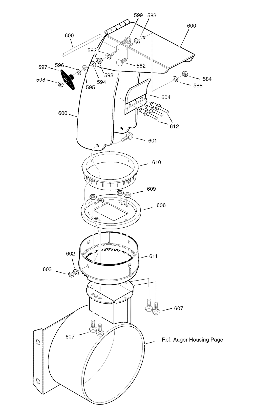 Discharge Chute Diagram and Parts List for 6291590X110 (18-2847-88 SN1129)(2007) Briggs and Stratton Snow Blower